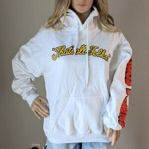 Looney Tunes Hoodie Size Medium White Bug's Bunny "That’s All Folks" Freeze Rare